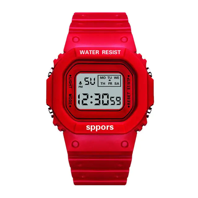 Square LED Digital Watch Red