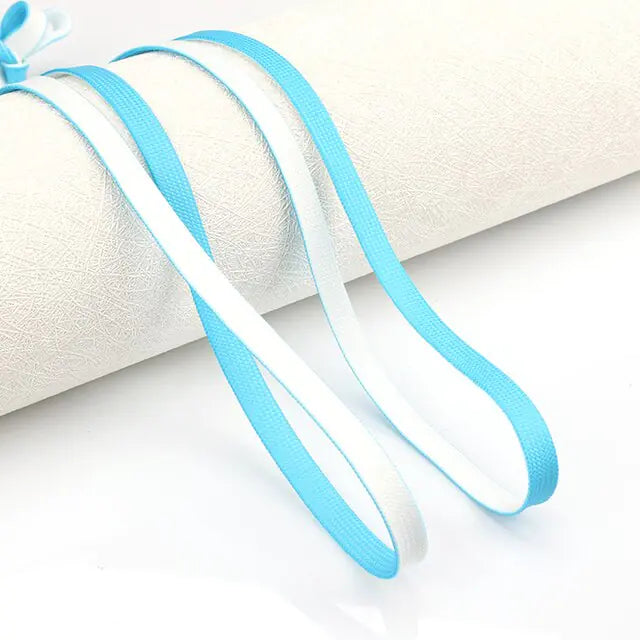 Duo-Tone Flat Shoe Laces Blue and White 140cm