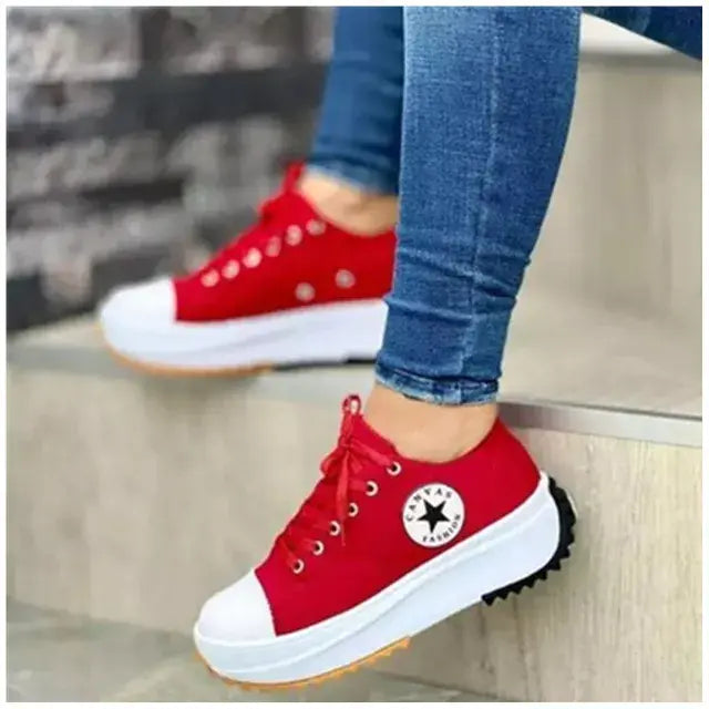 Canvas Comfort Sneakers Red 42