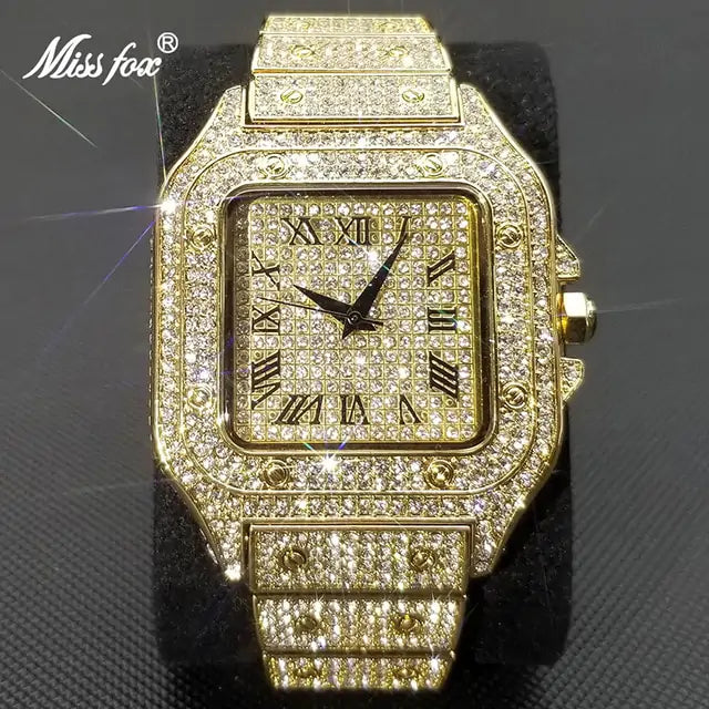 Swiss Geneva Diamond Watches V324 Gold