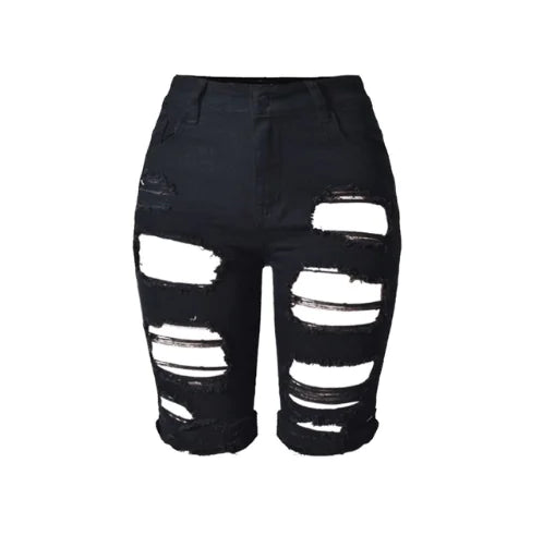 Bermuda Ripped Shorts Black XL