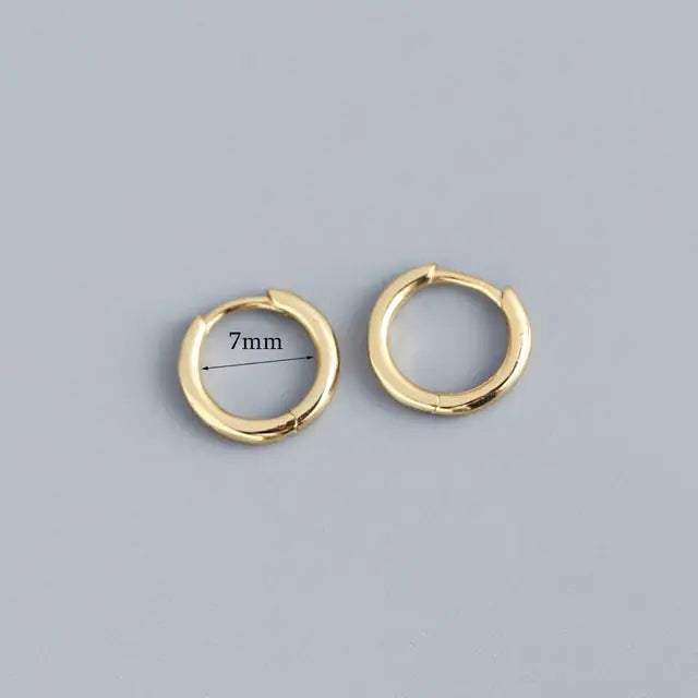Stainless Steel Minimalist Huggie Hoop Earrings Gold 7mm