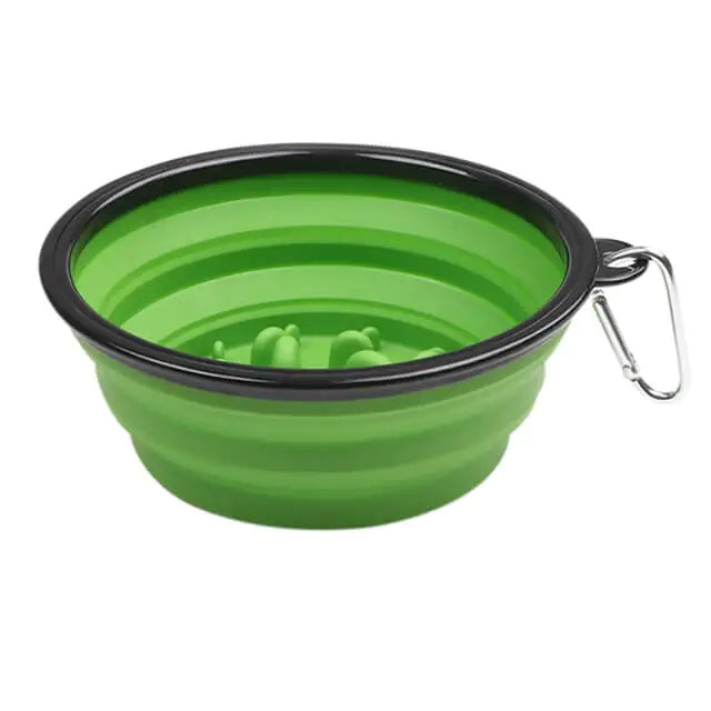 Portable Anti-Gulp Slow Feeder Dog Bowl Green