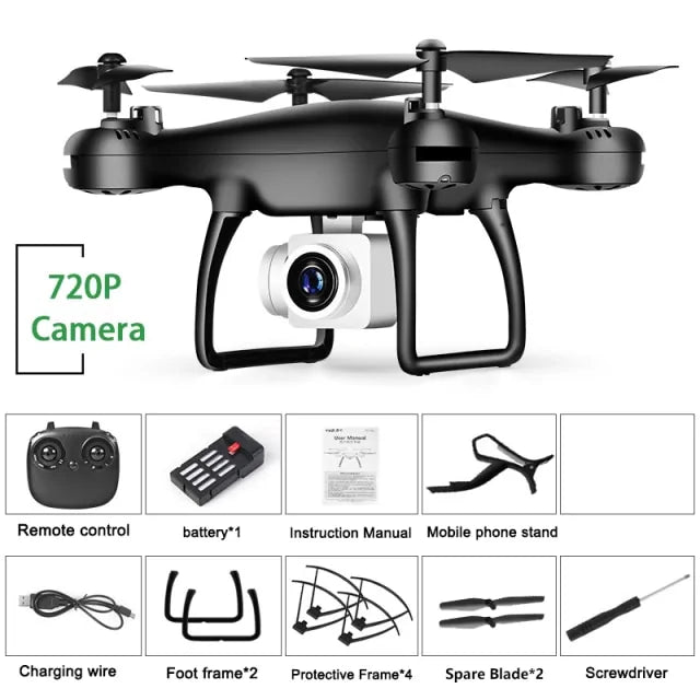 Drone With Camera RC Quadcopter 720P Black 1Battery