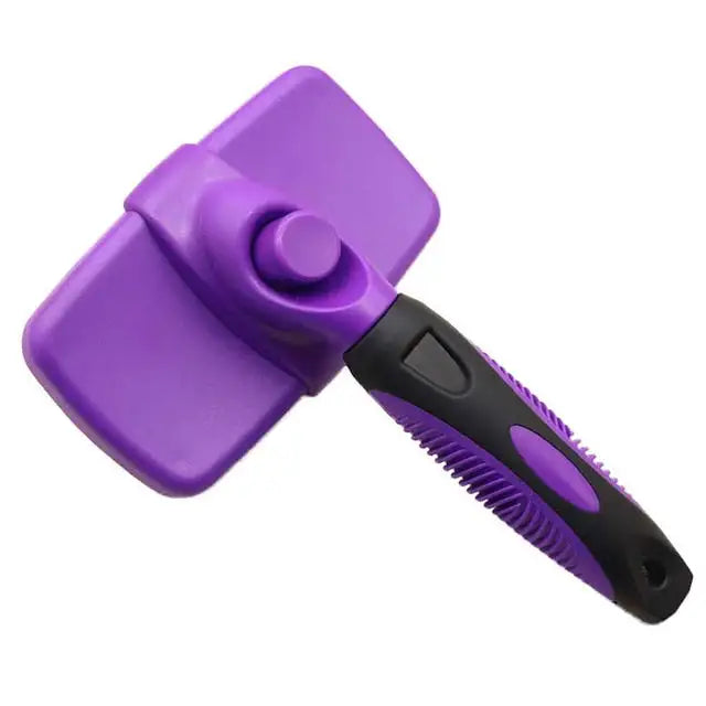 Self Cleaning Dog Brush Purple 12.6x19CM