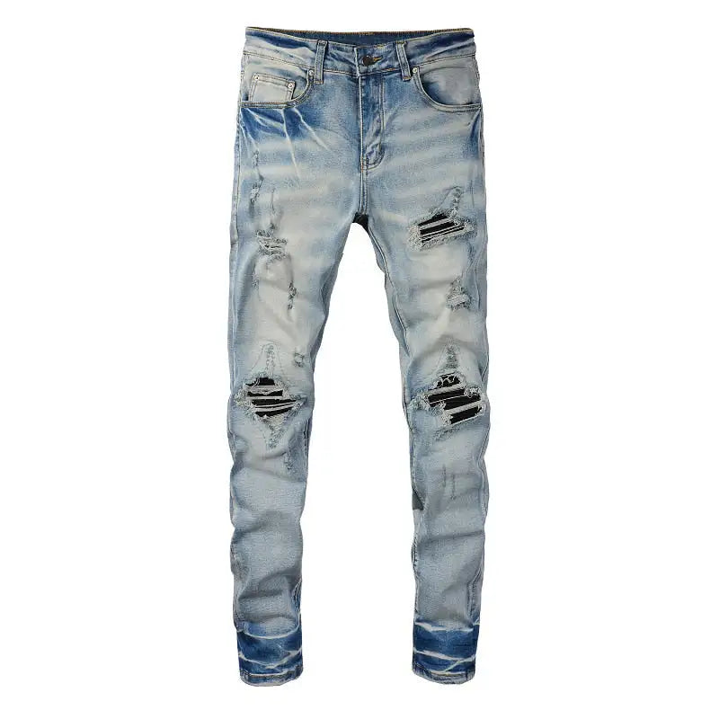 Ripped Patch Jeans Blue 34