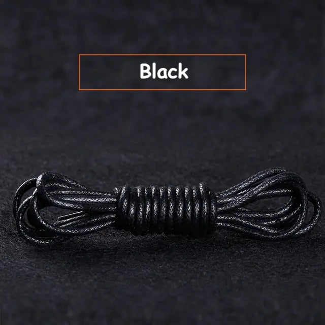 Cotton Waxed Round Shoelaces Set Black 100cm