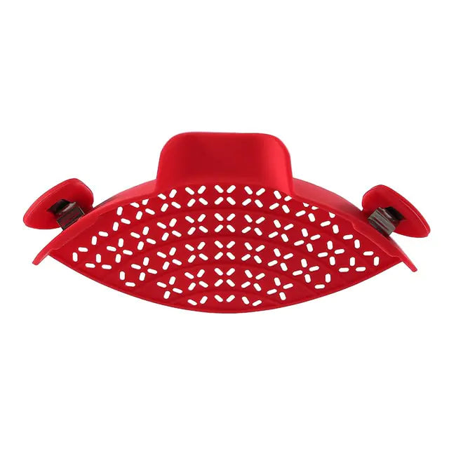 Silicone Clip-on Pan Pot Strainer Red 1 Piece