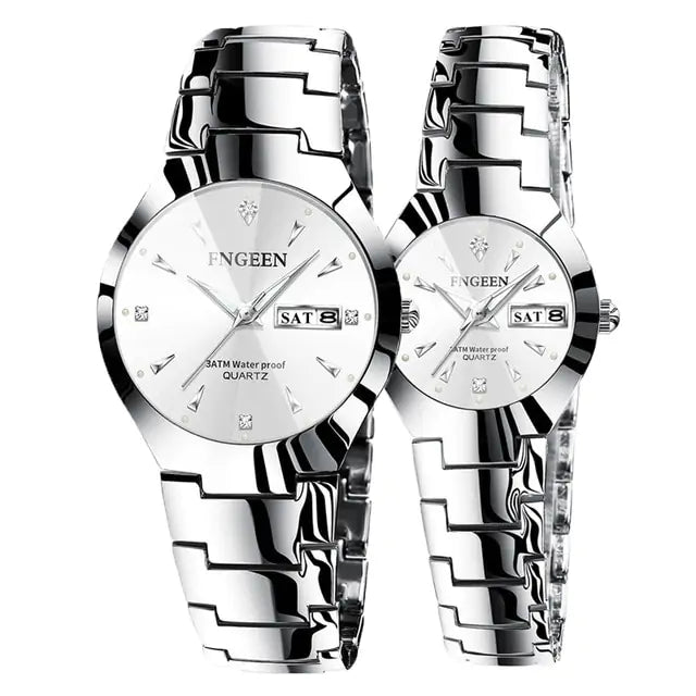 Couple Watches for Lovers Couple Silver White