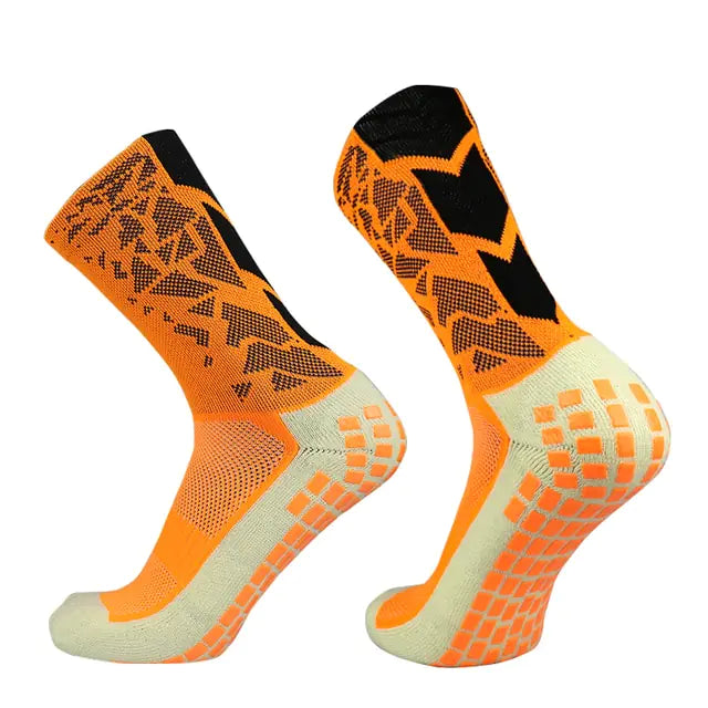 Unisex Camouflage Breathable Soccer Socks Orange Medium