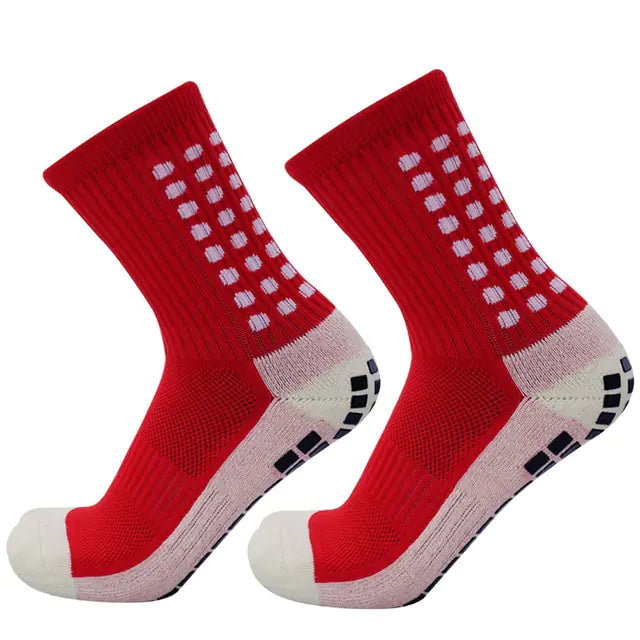 Non-Slip Grip Football Socks Red