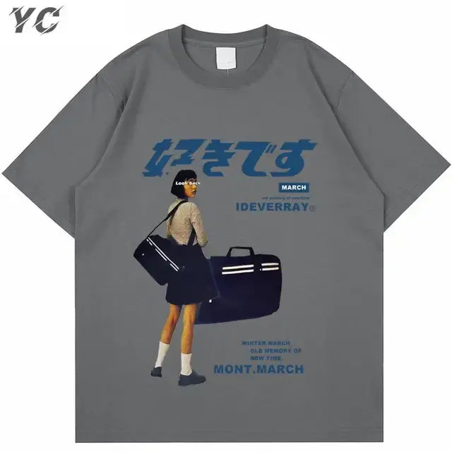 Summer Men's Oversized T-Shirt Gray L