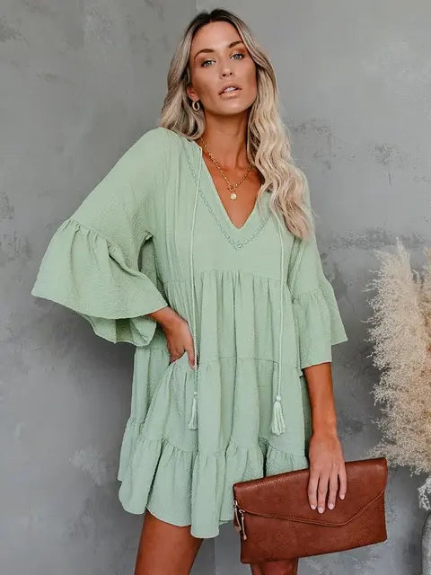 Sweet Maternity Chiffon Dress Green XL
