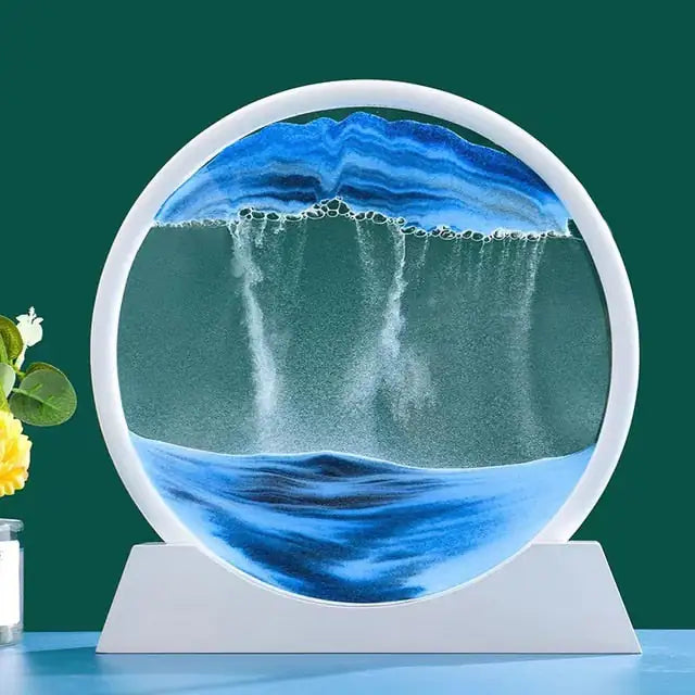 3D Moving Sand Art Decor Blue 7 Inches