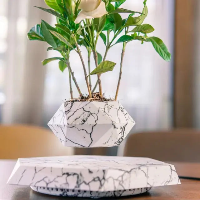 Levitating Air Bonsai Pot Rotation Flower Pot Planters Home Decor White Color EU