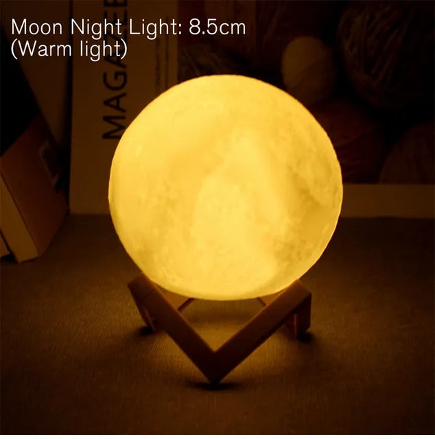 Moon Lamp LED Night Light Yellow 8cm