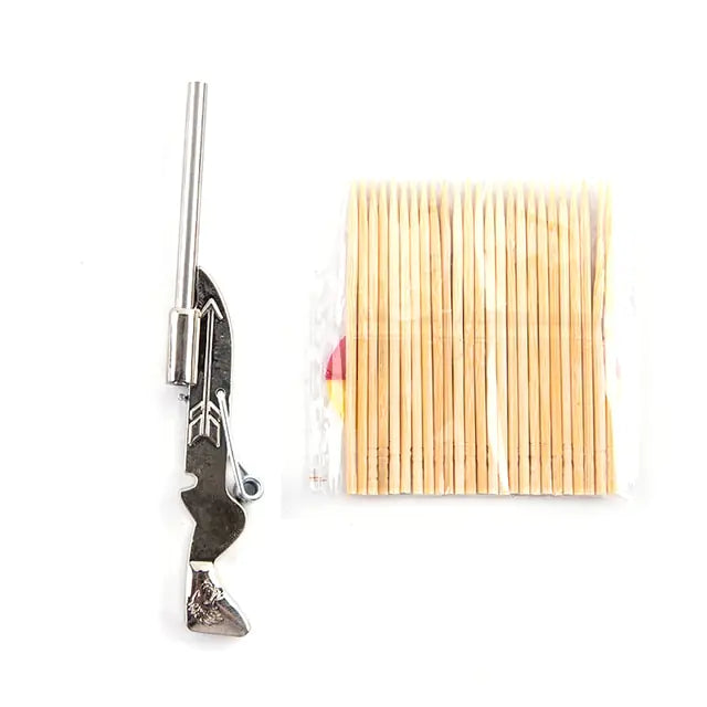 Mini Shotgun Toy Toothpick Launcher Set Sliver 11CM * 1CM