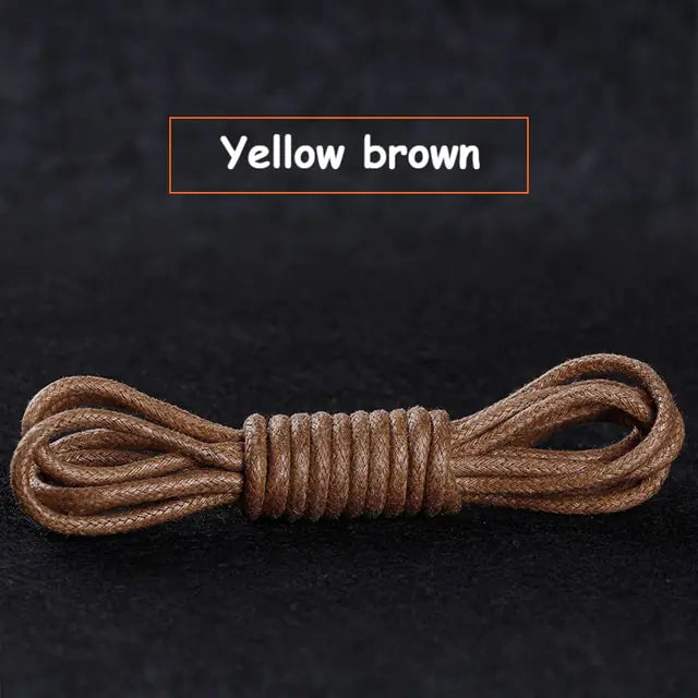 Cotton Waxed Round Shoelaces Set Yellow Brown 140cm