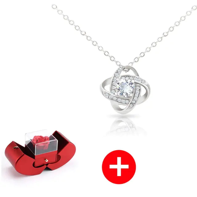 Apple Jewelry Gift Box Red Box With Silver Necklace