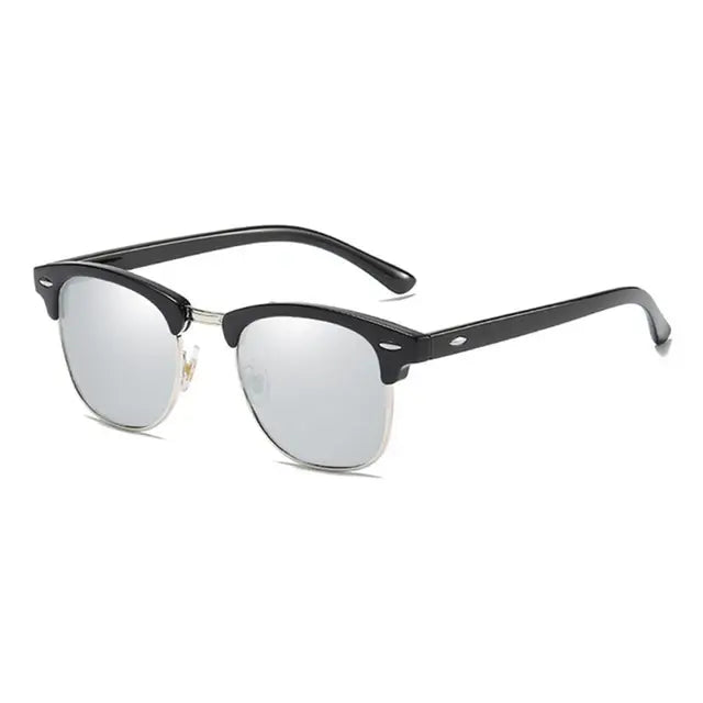 Polarized Sunglasses Men Women Black Silver