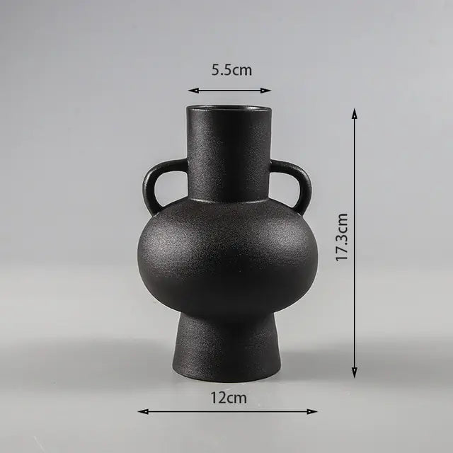 White Black Ceramic Vases Black