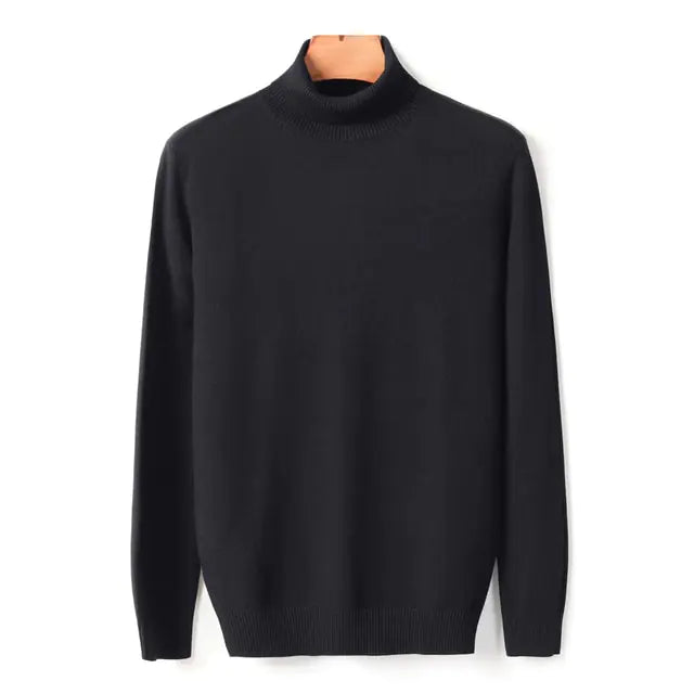 Turtleneck Sweater For Men Black 4XL
