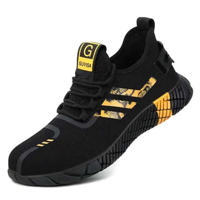 Air Mesh Steel Toe Shoes Black Yellow 42