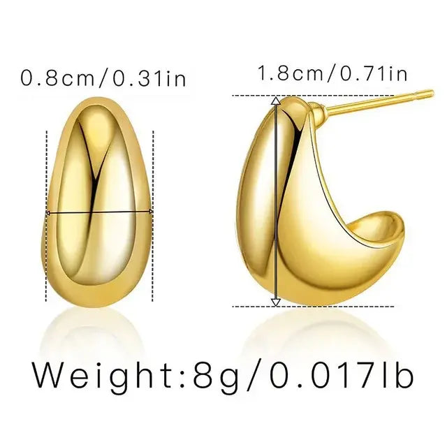 Thick Drop Earrings Gold 22436 1