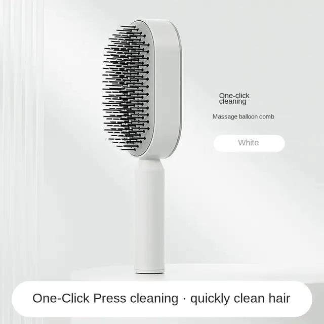 Self Cleaning Anti-Static Hair Brush White