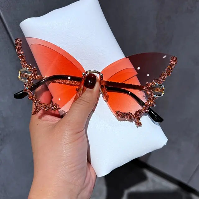 Diamond Butterfly Sunglasses Red