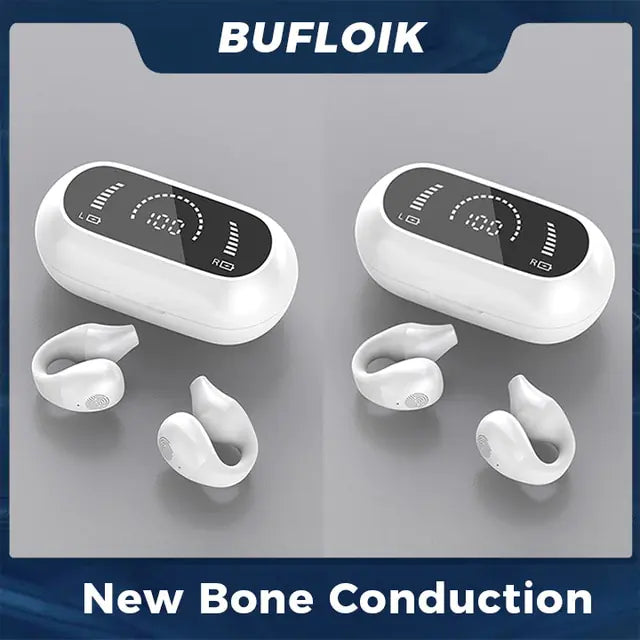 Bone Conduction Earphone Bluetooth 5.2 Ear Clip 2 White