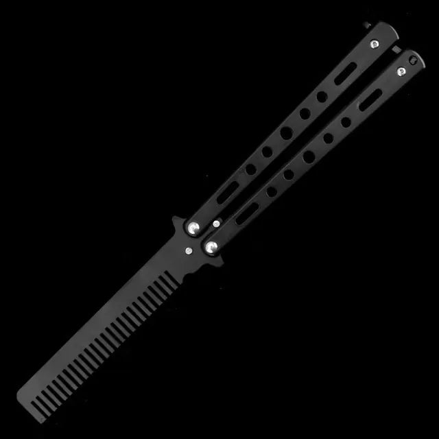 Portable Butterfly Training Knife Black Comb