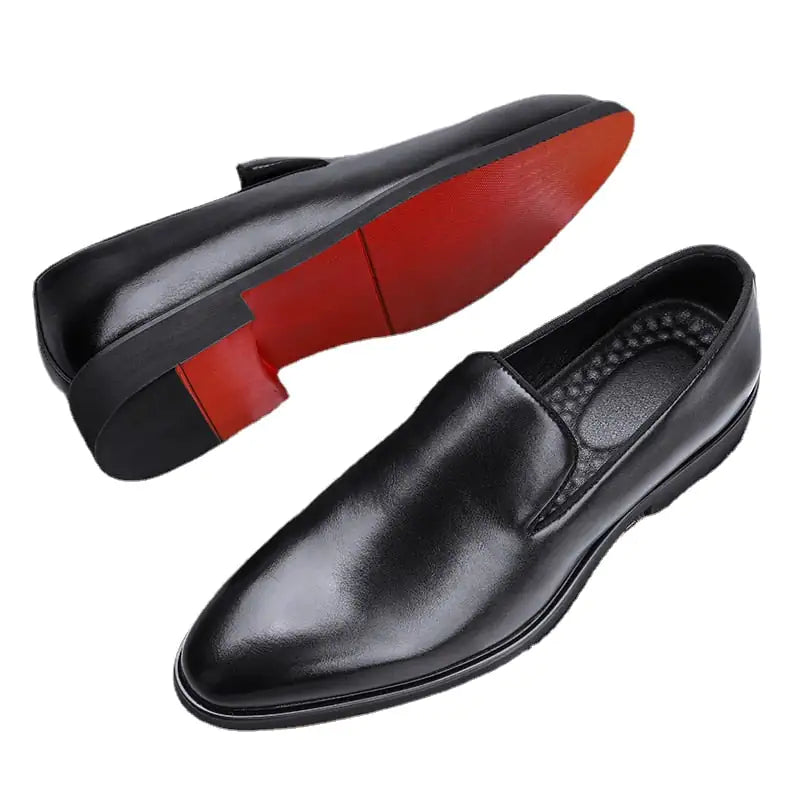 The Rossi - Red Bottom Classic Leather Loafers Black 48