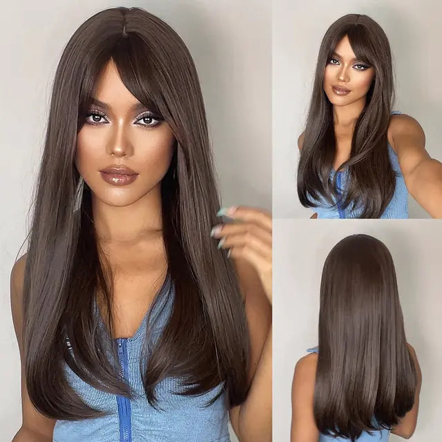 Synthetic Long Brown Wig Brown LC8019-1
