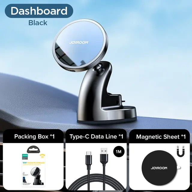 15W Qi Magnetic Car Phone Holder Wireless Charger Dashboard