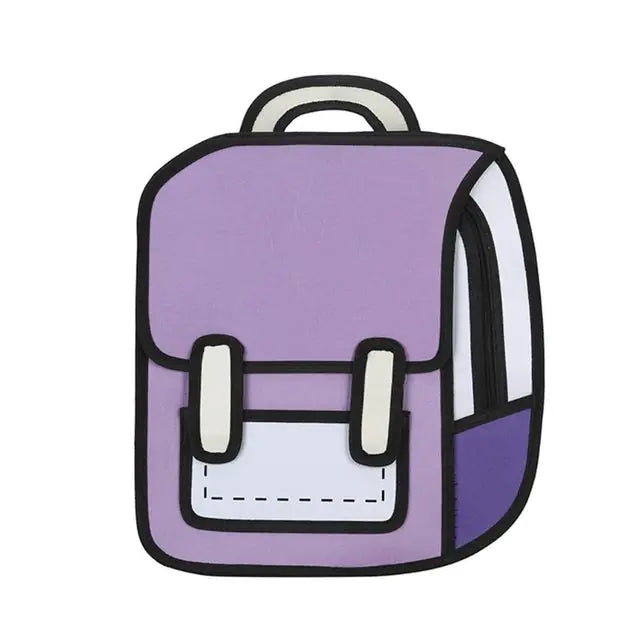 Fashion Unisex Cute Comic Bookbag Purple
