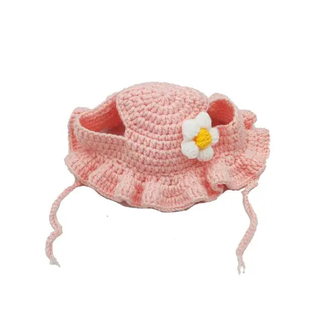 Cute Refined Pet Hat Pink Flower S