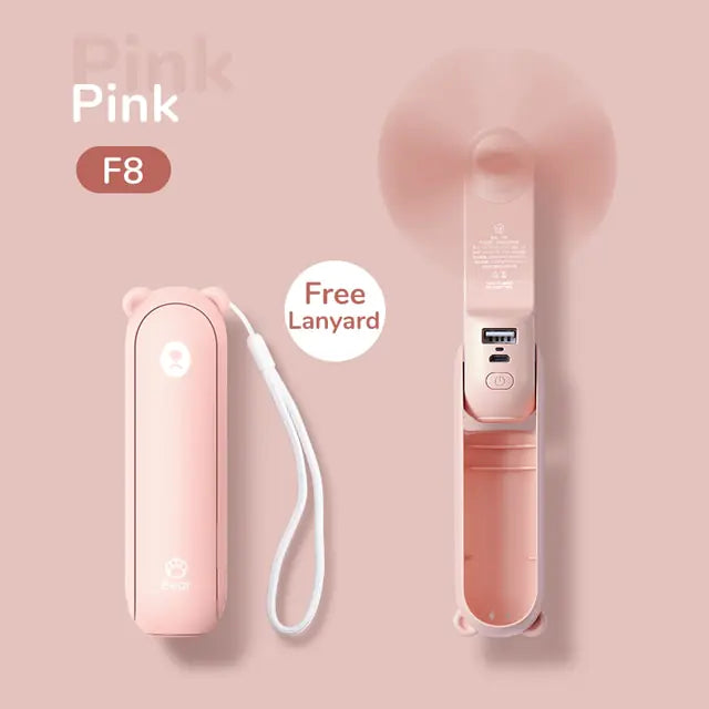 Cute Handheld Mini Fan Pink F8 2000mAh
