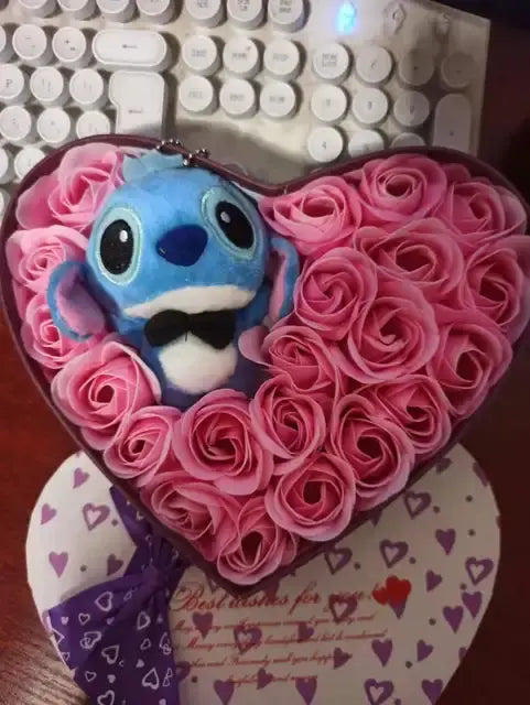 Crafted Plush Toys Pink Roses + Blue Plush