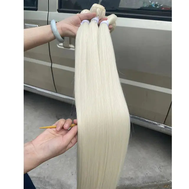 Straight Fake Fibers Hairs White 80cm-32inches
