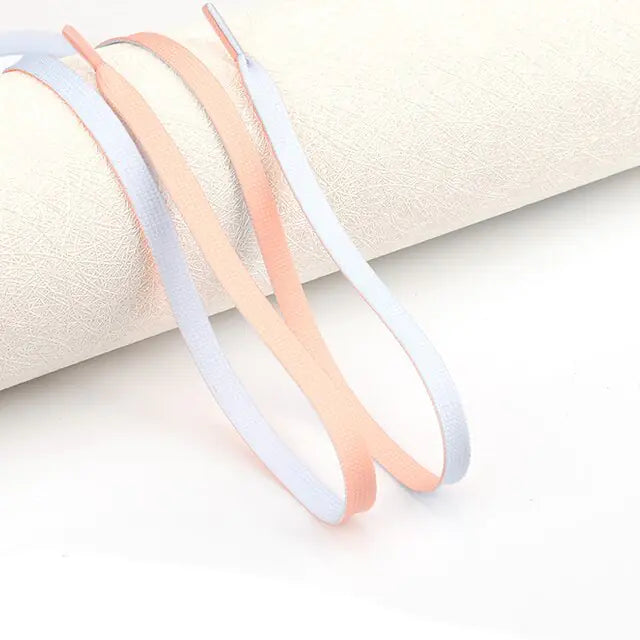 Duo-Tone Flat Shoe Laces Peach and White 120cm