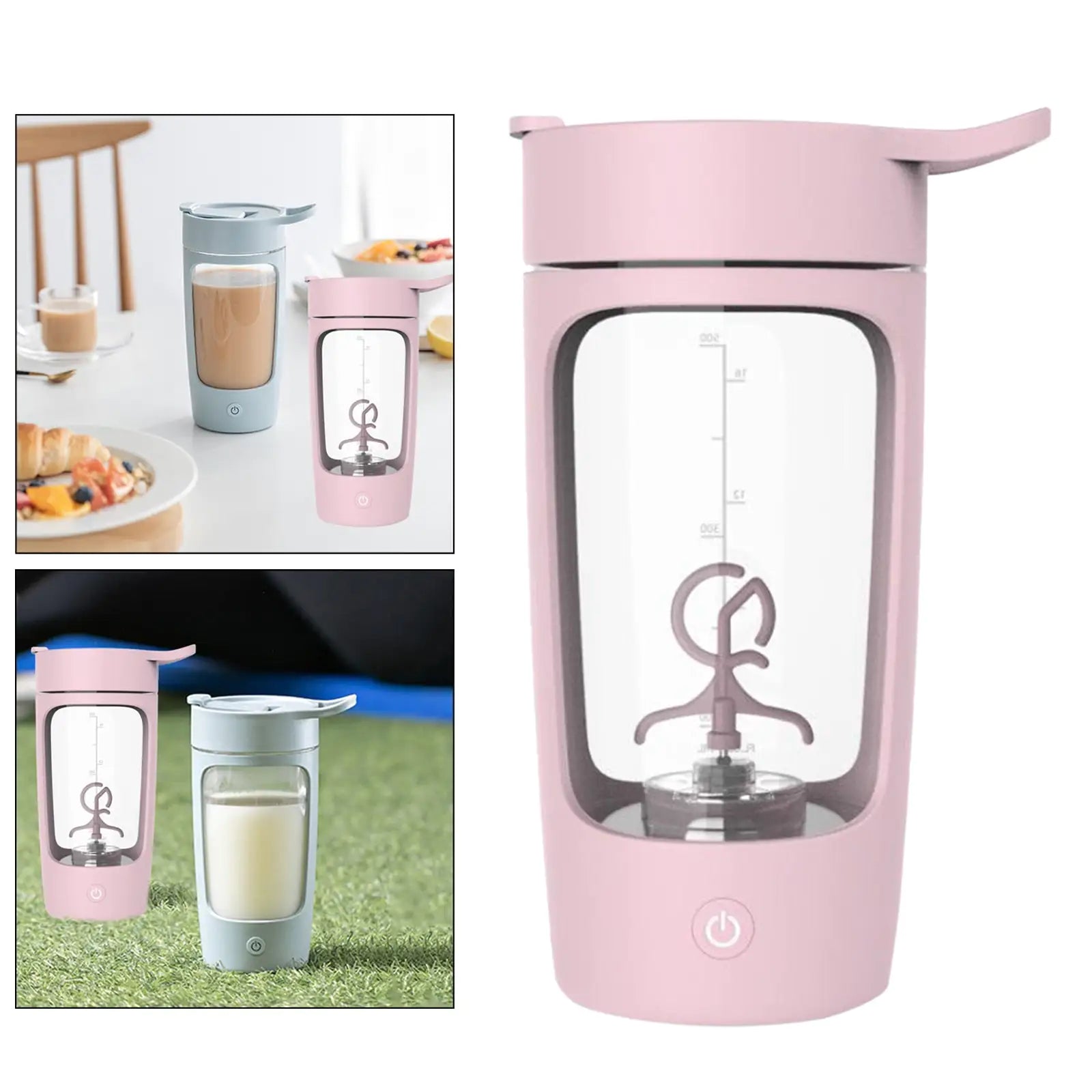 Rechargeable Protein Shaker Bottle Pink 650ml