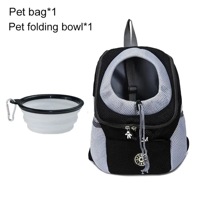 Pet Travel Carrier Bag Black with Bowl M for 5-10kg
