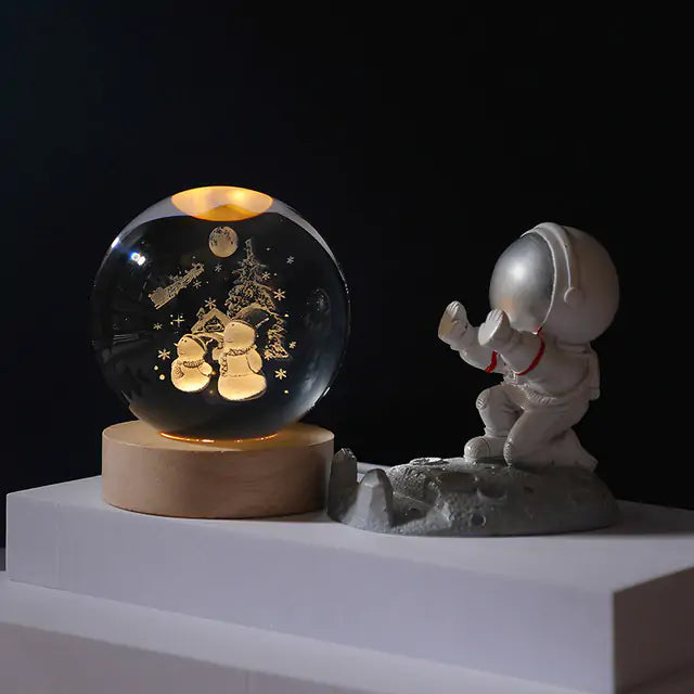 3D Laser Engraved Solar System Ball with LED Light Base Z 6cm
