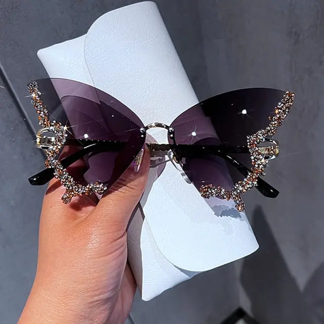 Diamond Butterfly Sunglasses Grey