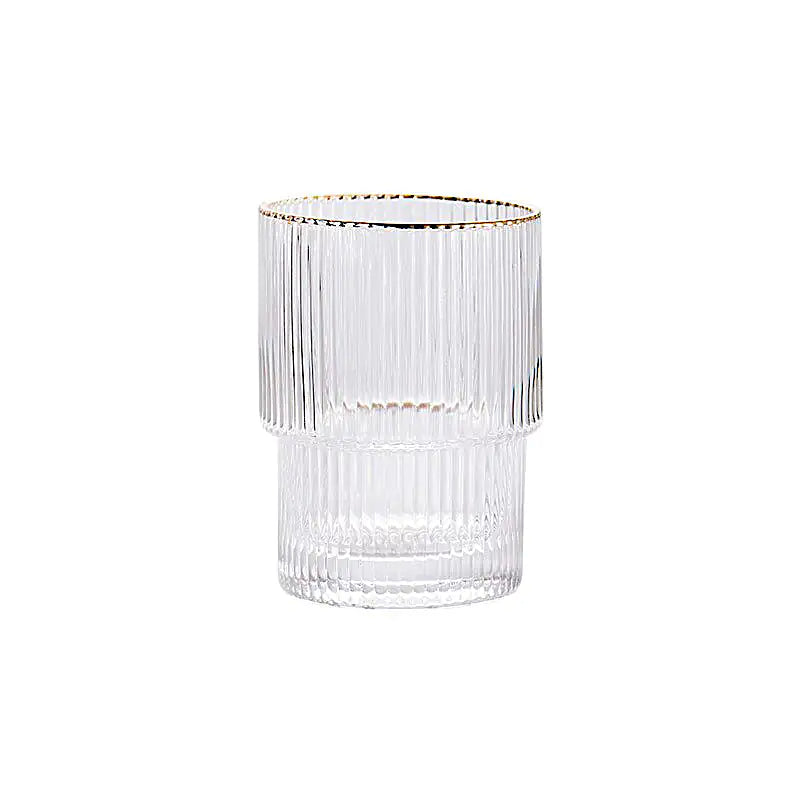 Stackable Gold Rim Ripple Drinking Glass Clear Short x 1