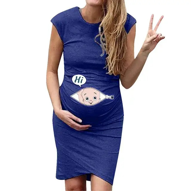 Maternity Loose Dress Blue L