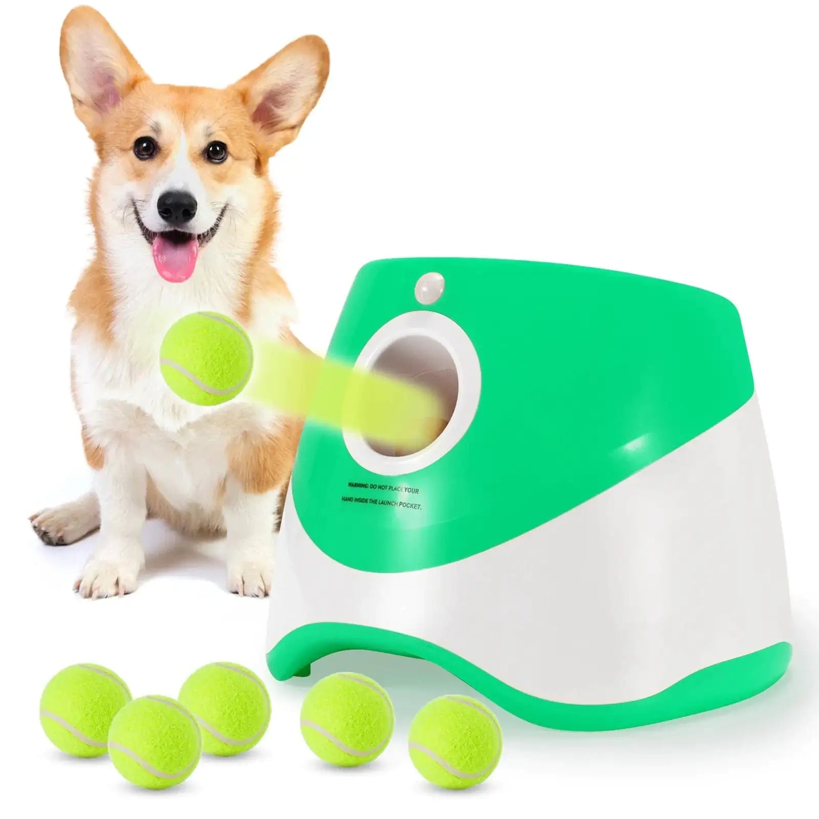 Dog Toy Tennis Ball Launcher green 1Host 6 balls CHINA