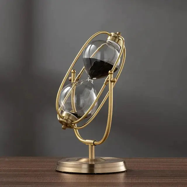 360° Rotating Metal Sand Hourglass Black Sand 30min/diameter 14.5cm, height 24.5cm
