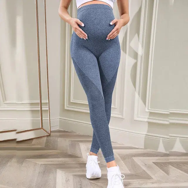 Pregnant Women's Yoga Pants Grey Blue L